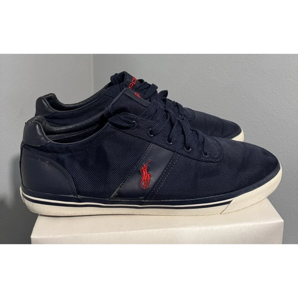 Ralph Lauren Polo HANFORD Canvas Sneakers Mens 16D Navy Blue Nylon Upper